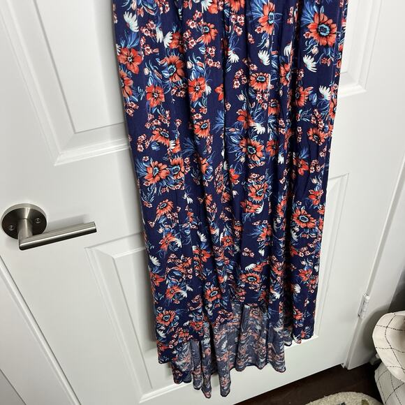 Torrid Dress Women's 0 Large Floral Navy Challis High Low Dress Corset Bust - Picture 5 of 7